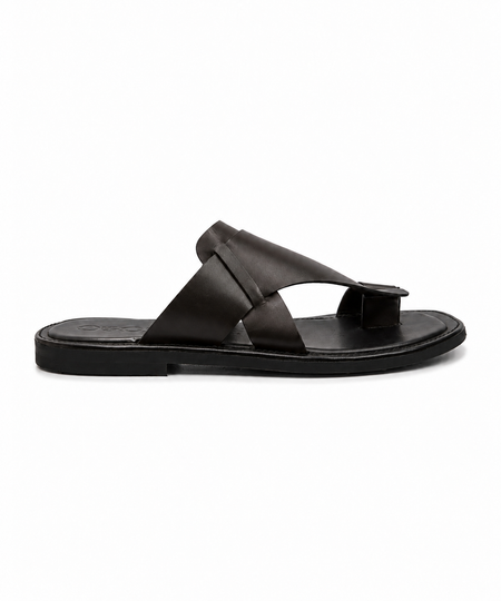 Kohl – Black Leather Kolhapuri Chappal for Men