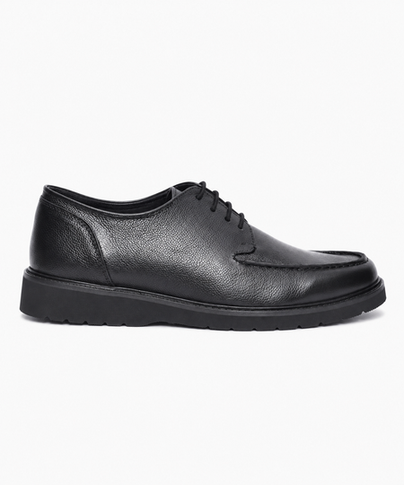 Corvino – Black Milled Leather Derby Shoes for Men