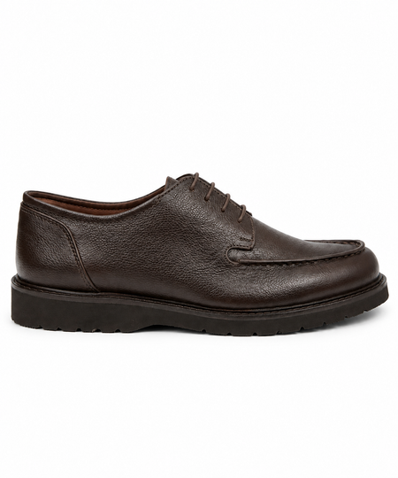 Graino – Brown Milled Leather Derby Shoes for Men