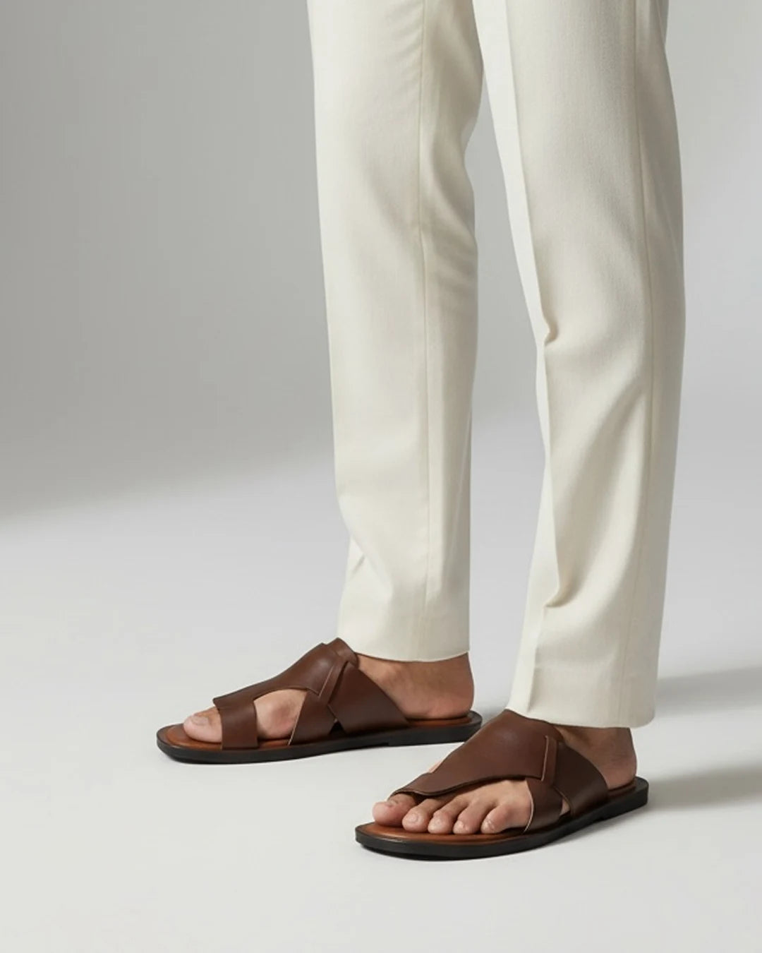 Brio – Tan Milled Leather Sandals for Men