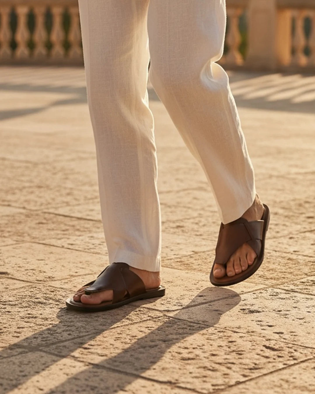 Brio – Tan Milled Leather Sandals for Men